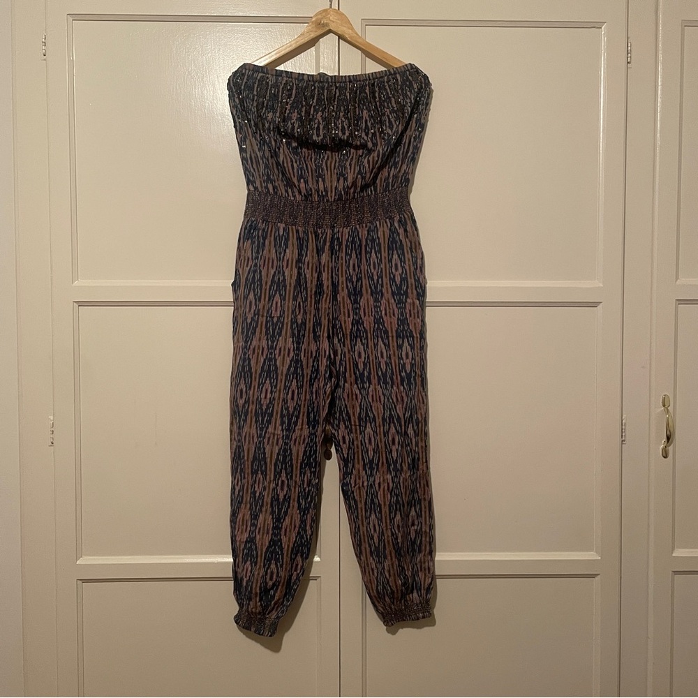 Calypso St. Barth Blue and Brown Patterned Jumpsuit